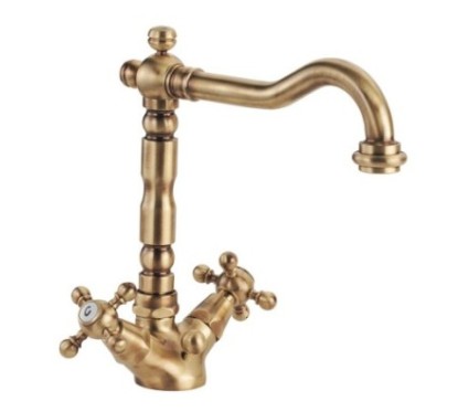 OLD FASHION Monoforo lavabo bocca girevole con scarico finitura dorato