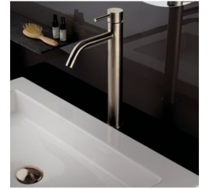 XONI miscelatore lavabo alto in acciaio inox con scarico finitura cromo