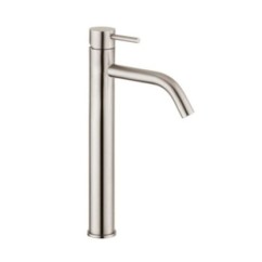 XONI miscelatore lavabo alto in acciaio inox con scarico finitura cromo