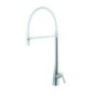 INOX Miscelatore cucina in acciaio inox con canna girevole con flessibile bianco finitura acciaio spazzolato