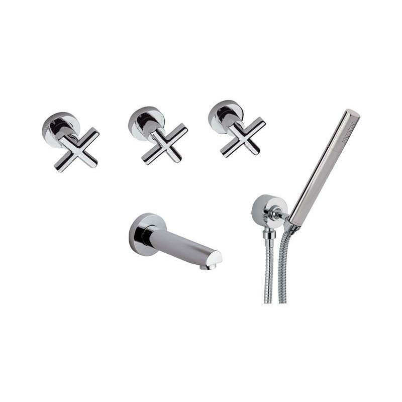JAX Batteria vasca incasso con set doccia finitura cromo