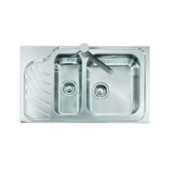 VINTAGE - INCASSO STANDARD E BORDO 8 mm lavello acciaio inox una vasca grande e una vasca piccola più scolapiatti SX satinato