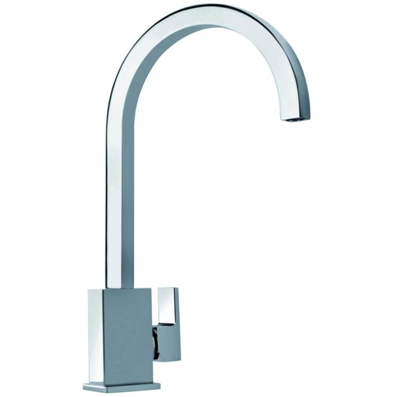 QUADRO10 miscelatore monocomando con canna quadrata finitura microultragranit bianco latte/cromo