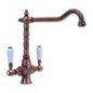 OLDSTYLE gruppo monoforo con canna e maniglie "old fashion" finitura bronzo anticato