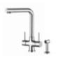 IDEALAQUA Miscelatore da cucina per trattamento acque, con acque separate e doccetta side spray shut-off finitura cromo