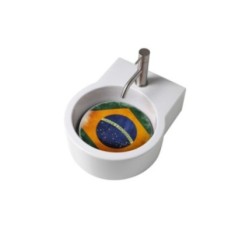 TURN lavabo d'appoggio finitura bianco lucido + piastra Brasile