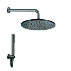 CLASS TONDO NERO kit soffione con presa acqua e doccia. Soffione diam.300
