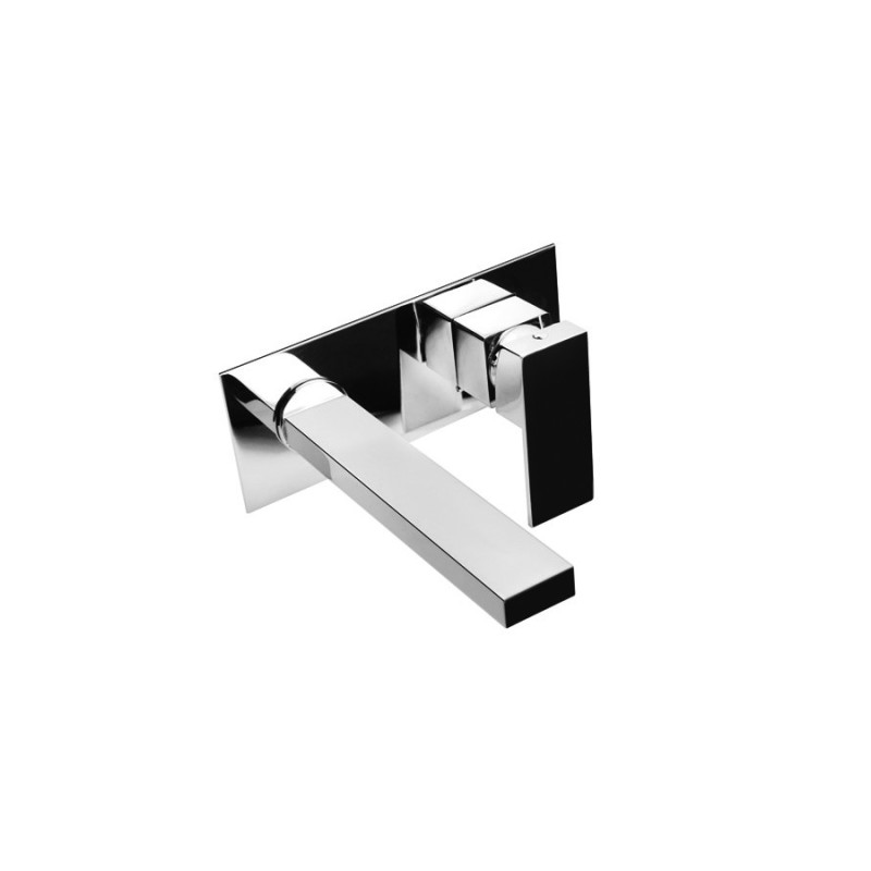 SLIM gruppo lavabo a parete bocca 18 cm finitura bianco opaco