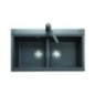 LUX 86.20 Lavandino cucina a due vasche finitura nanostone N1 pure white