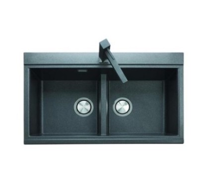 LUX 86.20 Lavandino cucina a due vasche finitura nanostone N4 urban grey