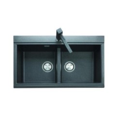 LUX 86.20 Lavandino cucina a due vasche finitura nanostone N6 deep black