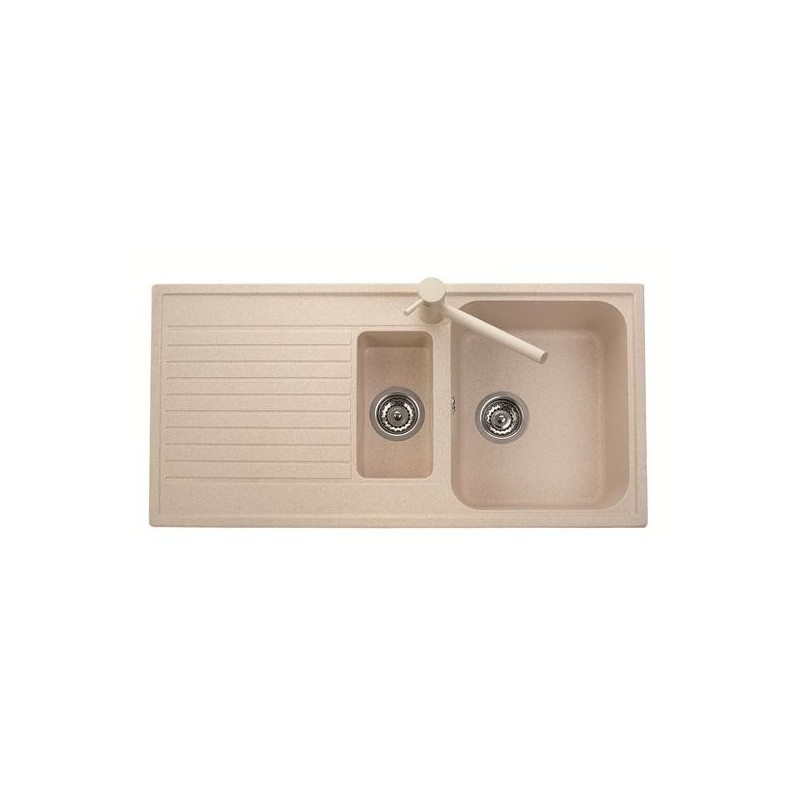 ATLANTIC 99.15 Lavello cucina a due vasche più scolapiatti finitura micro ultragranit 98 bianco