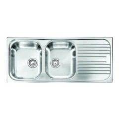 UNIVERSAL lavello in acciaio inox a due vasche più scolapiatti DX finitura satinato