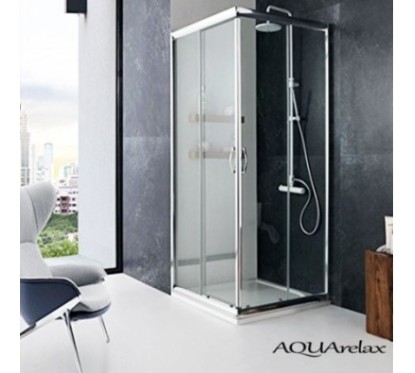 AQUArelax box doccia angolare profili argento lucido e cristallo 6mm trasparente (misura 88/90-88/90 h.195)