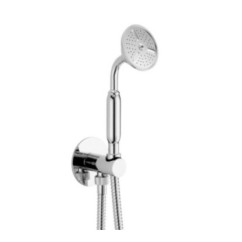 Presa acqua con supporto ad inserto, flessibile e doccetta ottone Atena anticalcare  finitura nichel antico