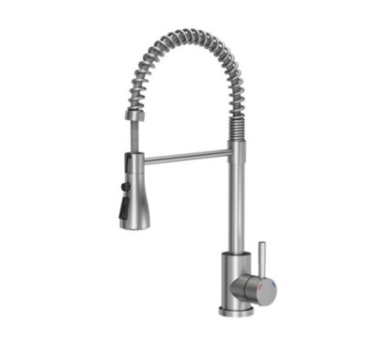 miscelatore lavello con doccia estraibile in acciaio inox finitura satinato