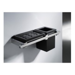 CUBE Porta sapone/bicchere vetro nero