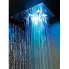 Soffione cromoterapia da incasso in acciaio inox 3 getti 4 led 550x400