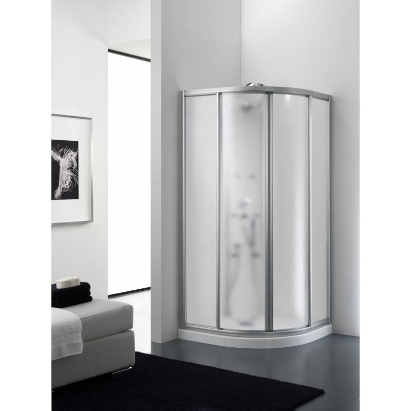 CORIAM Box doccia Circolare scorrevole finitura argento satinato 90 cm acrilico (misura 88/90-88/90 h.185 raggio 55)