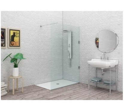SYSTEM GLASS SG2 Parete doccia fissa per Box Doccia cm 138 finitura cromo, trasparente 6 mm (misura 138 h.200)