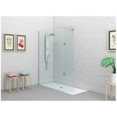 SYSTEM GLASS SG3 Parete doccia fissa + volet per Box Doccia cm 98+30 finitura cromo, trasparente 6 mm (misura 98+30 h.200)