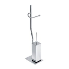 DUEMILA PLUS Piantana porta rotolo e porta scopino quadrato