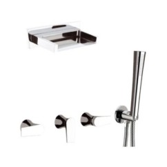 DIVA Batteria incasso vasca con deviatore e soffione a cascata finitura cromo