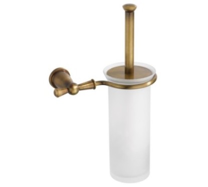 ARMONIA Portascopino a parete con bossolo in vetro satinato finitura bronzo