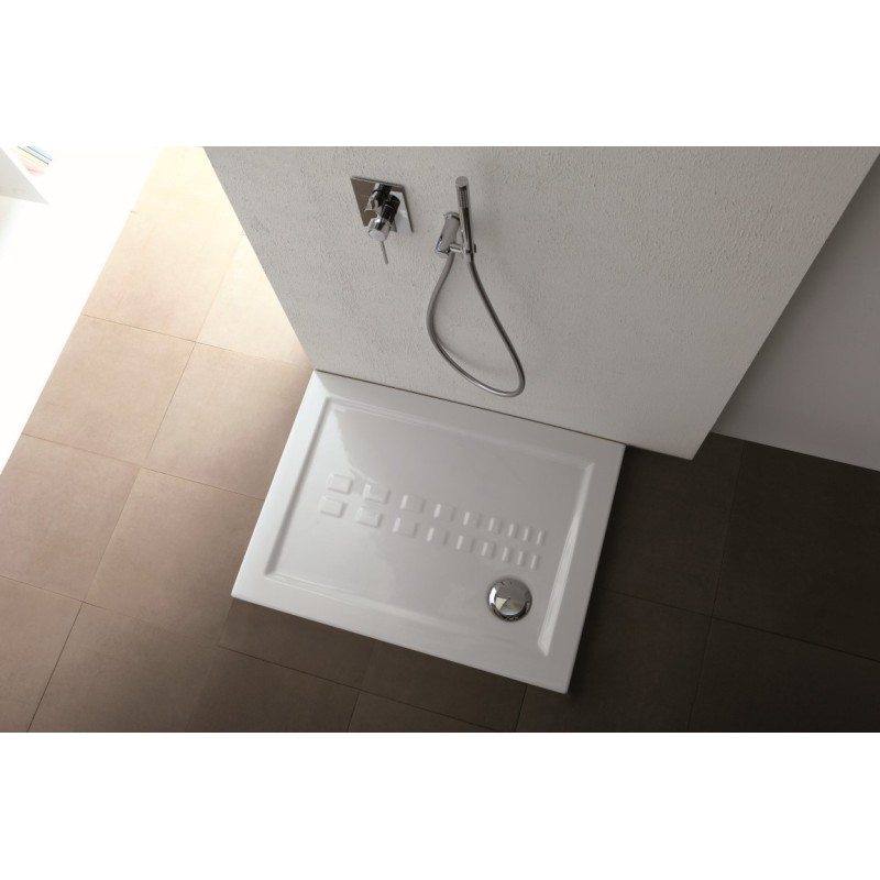 IBIS RECTANGULAR piatto doccia 80X100 extra piatto in ceramica con antiscivolo altezza 5,5cm