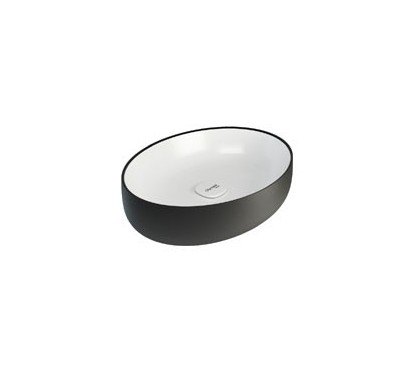 METAMORFOSI Lavabo da appoggio Ovale finitura bianco e nero