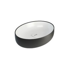 METAMORFOSI Lavabo da appoggio Ovale finitura celeste e nero