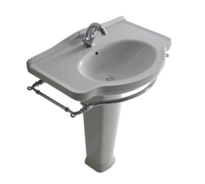 ETHOS lavabo cm 75 monoforo + colonna finitura bianco