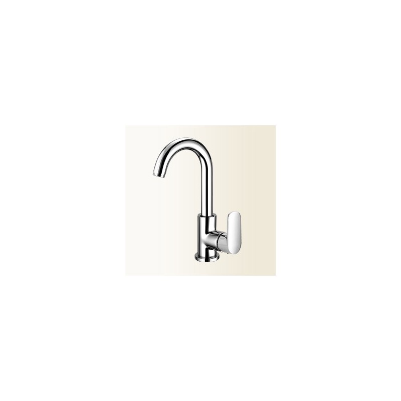 MIA Miscelatore per lavabo con canna alta girevole senza scarico finitura nickel spazzolato