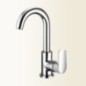 MIA Miscelatore per lavabo con canna alta girevole senza scarico finitura nickel spazzolato