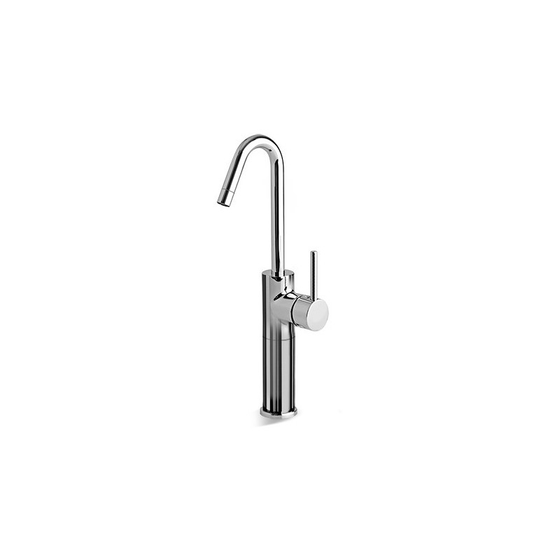 HEOS Miscelatore per lavabo con prolunga 200 mm con canna alta girevole finitura nickel spazzolato