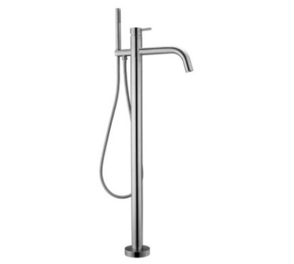 FRIDA Monocomando vasca a pavimento con kit doccia in acciaio inox finitura acciaio spazzolato