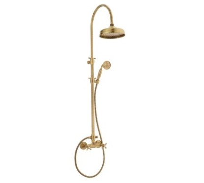 OLD FASHION Colonna doccia completa di gruppo doccia esterno finitura ottone lucido