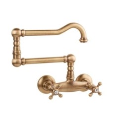 OLD FASHION Gruppo lavello a muro snodato finitura ottone lucido
