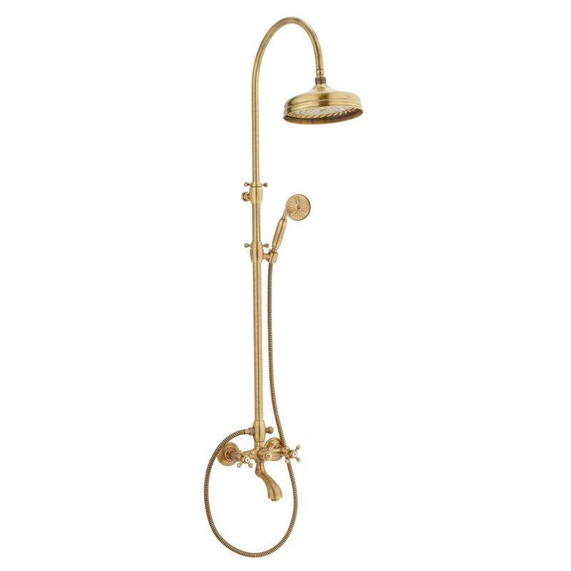 OLD FASHION Colonna doccia completa di gruppo vasca esterno finitura bronzato